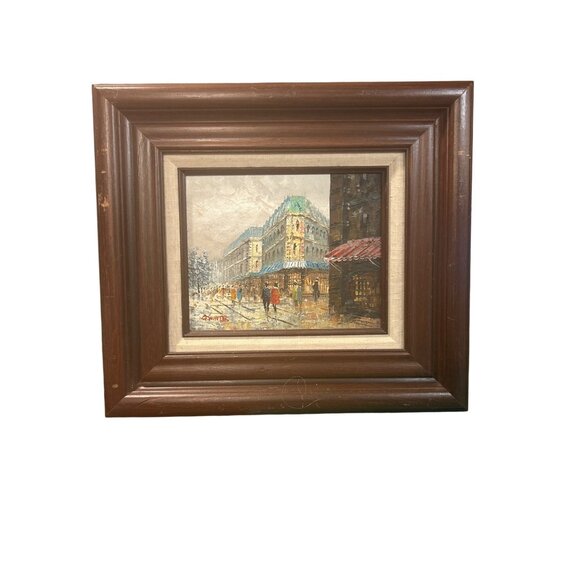 Oil Painting Paris Street Scene G. White Signed Original 18 X 16 Frame On Board - Picture 1 of 12